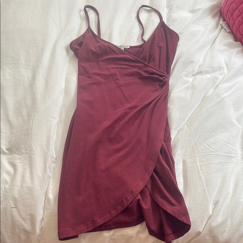 Charlotte Russe burgundy Asymmetrical Ruched Mini Dress